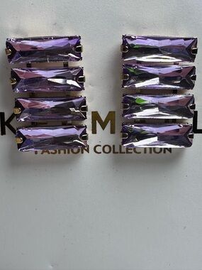 1.25” Purple Rectangular Crystal Earrings